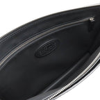 FENDI Selleria Stitch FF Clutch Bag Second Handbag Leather Black 7V99