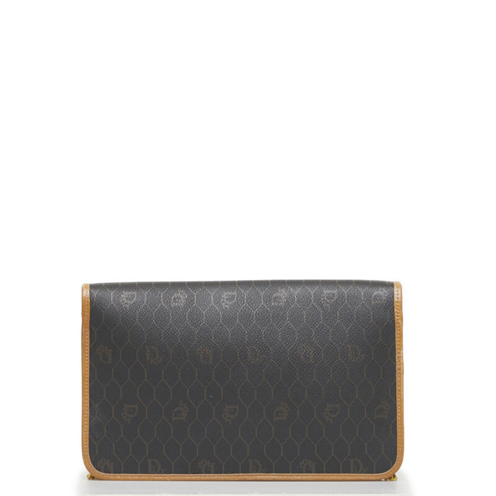 CHRISTIAN DIOR Dior Honeycomb Chain Shoulder Bag Black Brown PVC Leather Ladies