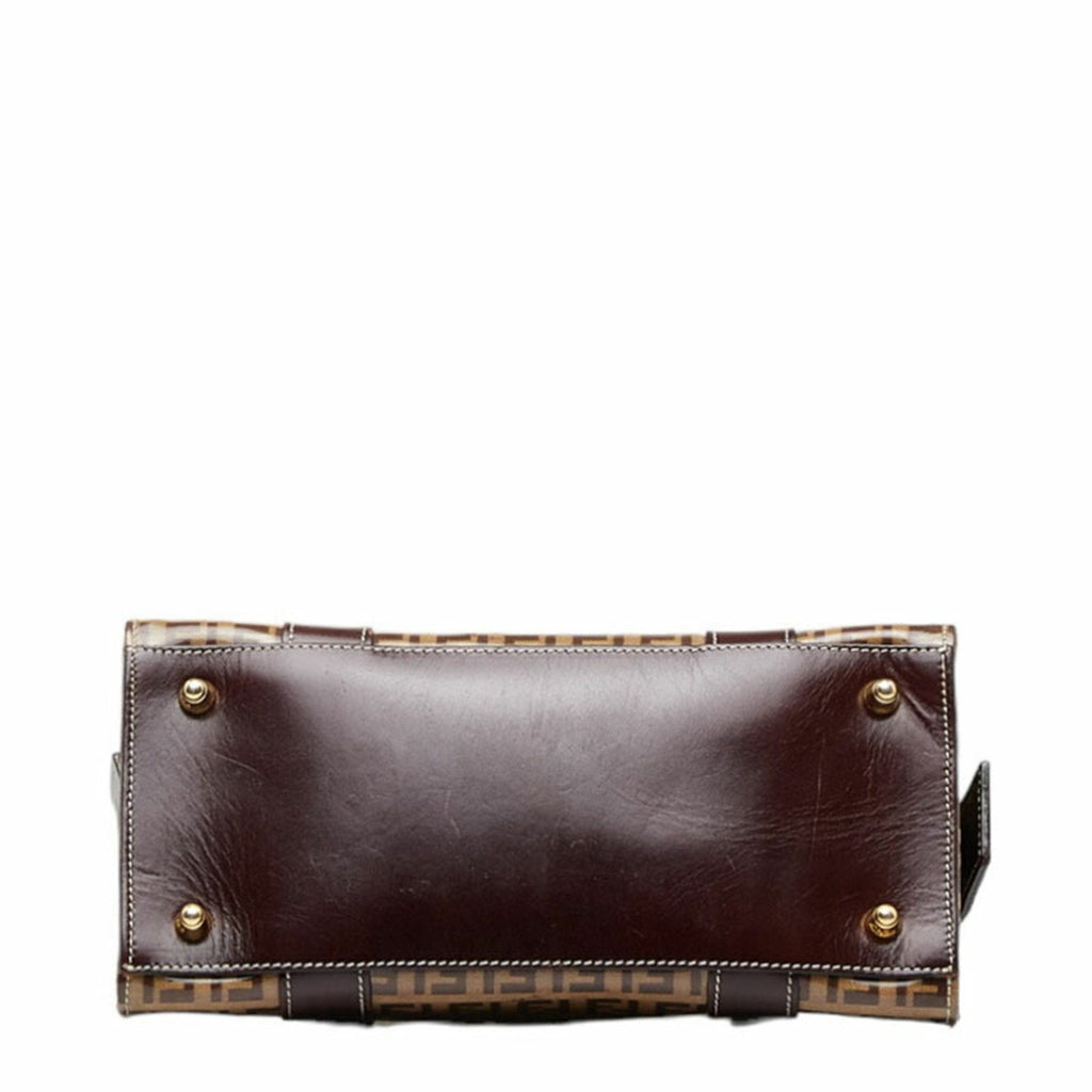 FENDI Zucchino handbag beige brown PVC leather ladies