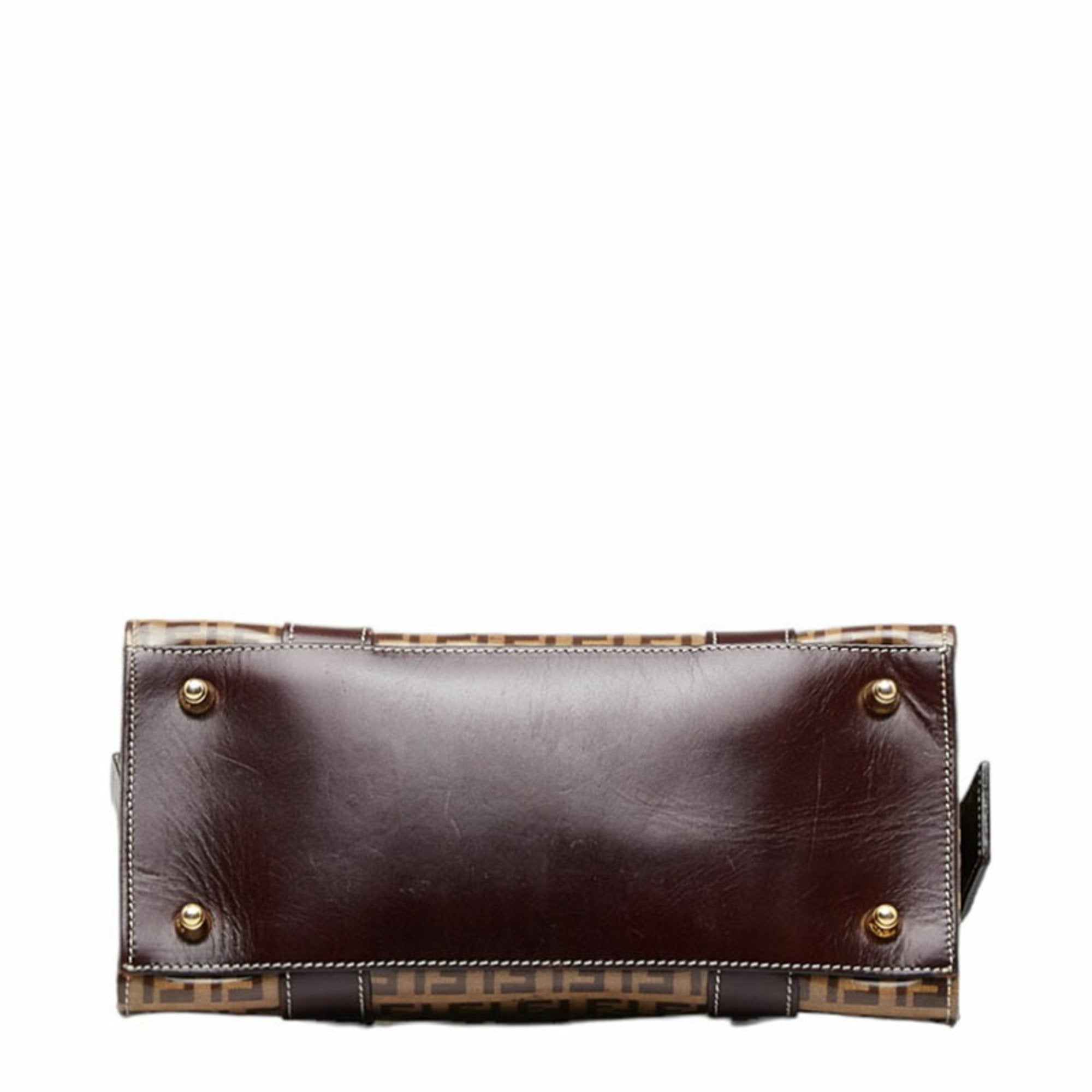 FENDI Zucchino handbag beige brown PVC leather ladies