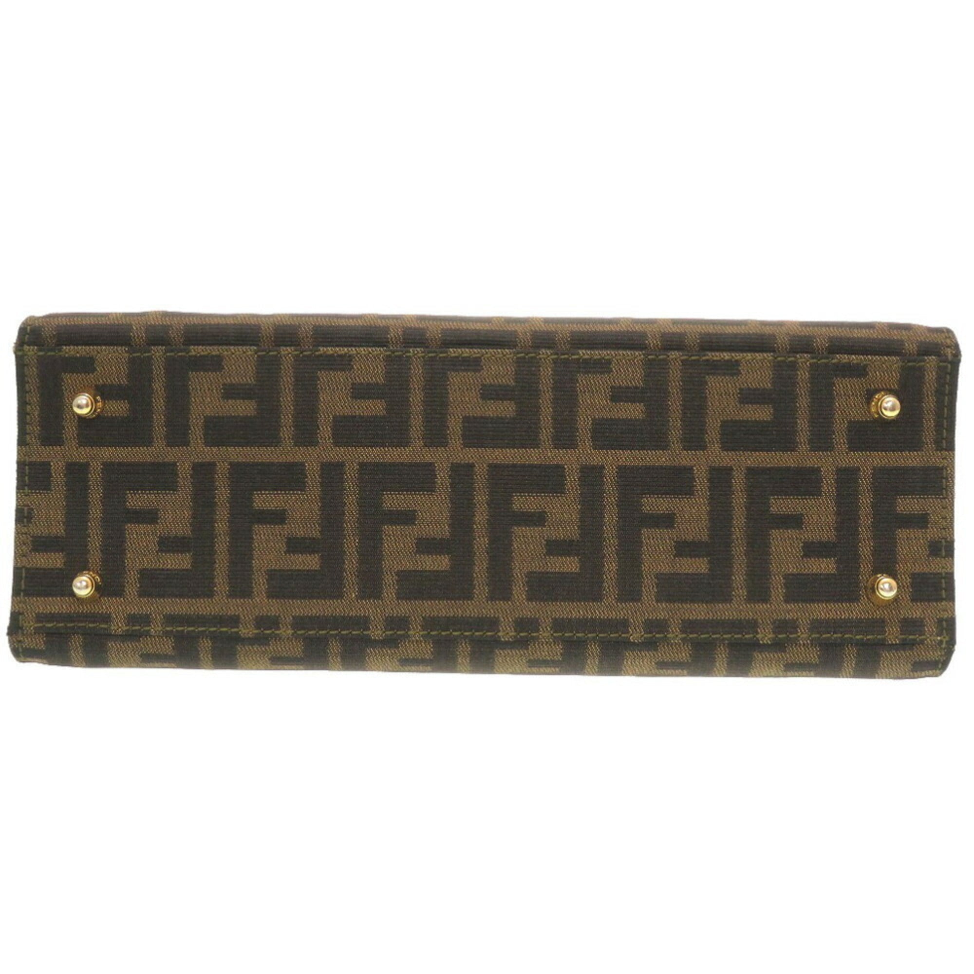 FENDI ZUCCA CANVAS BROWN HANDBAG