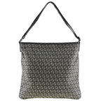 FENDI One Shoulder Bag Zucchino Canvas Made in Italy Brown Crossbody A4 Zipper Belt Unisex