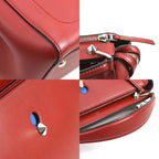 FENDI handbag shoulder bag dot com leather red silver ladies e55932a