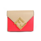 FENDI Bifold Wallet Leather Red x Beige Ladies 8M0480-ALWA