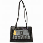 FENDI mesh leather black tote bag 0142