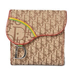 CHRISTIAN DIOR Wallet Trifold Folding Trotter Pattern Rasta Color Beige 43008