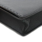 FENDI Selleria Stitch FF Clutch Bag Second Handbag Leather Black 7V99