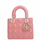 CHRISTIAN DIOR MY ABC DIOR My Lady Cannage Leather Handbag Pink Ladies