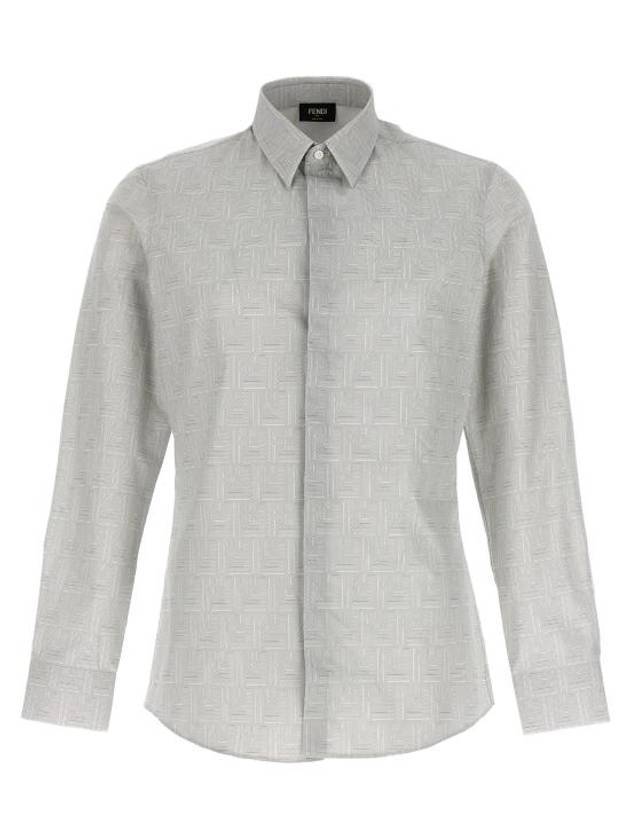 Fendi Shadow Cotton Long Sleeve Shirt Grey