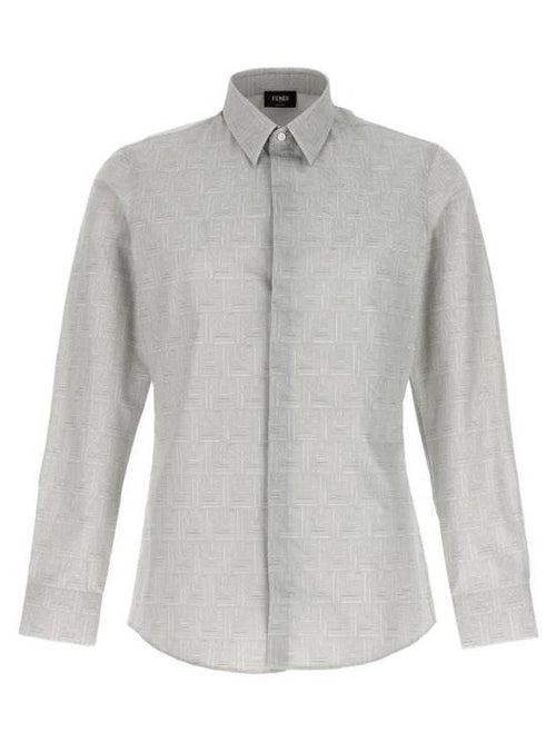 Fendi Shadow Cotton Long Sleeve Shirt Grey