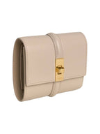 CELINE 16 Tri-Fold Small Shiny Calfskin Half Wallet Cappuccino