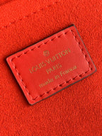 Louis Vuitton LOCKY BB 21 IN BROWN MONOGRAM CANVAS AND RED CALFSKIN GOLD BUCKLE