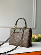 Louis Vuitton LOCKY BB 21 IN BROWN MONOGRAM CANVAS AND KHAKI GREEN CALFSKIN GOLD BUCKLE
