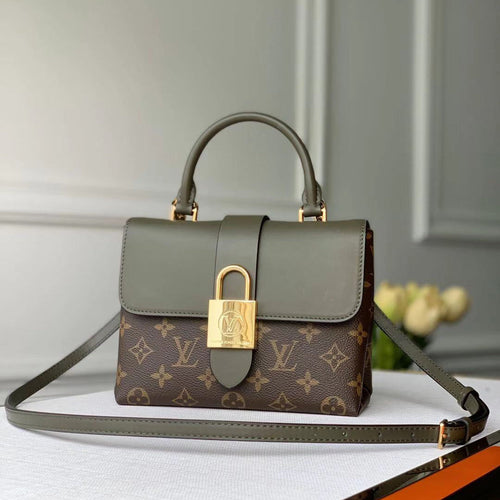 Louis Vuitton LOCKY BB 21 IN BROWN MONOGRAM CANVAS AND KHAKI GREEN CALFSKIN GOLD BUCKLE