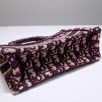 DIOR mini book tote 23cm burgundy beige embroidery canvas