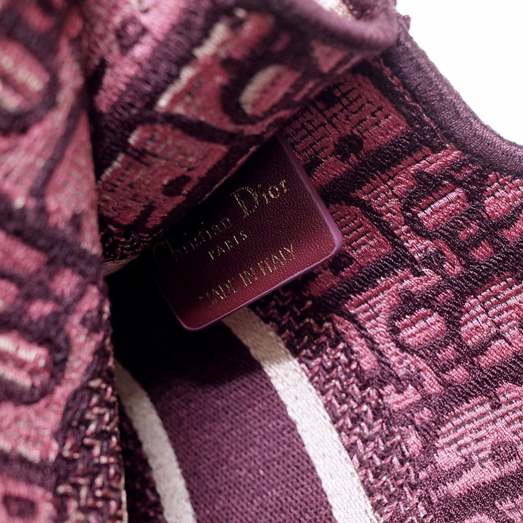 DIOR mini book tote 23cm burgundy beige embroidery canvas