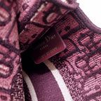 DIOR mini book tote 23cm burgundy beige embroidery canvas