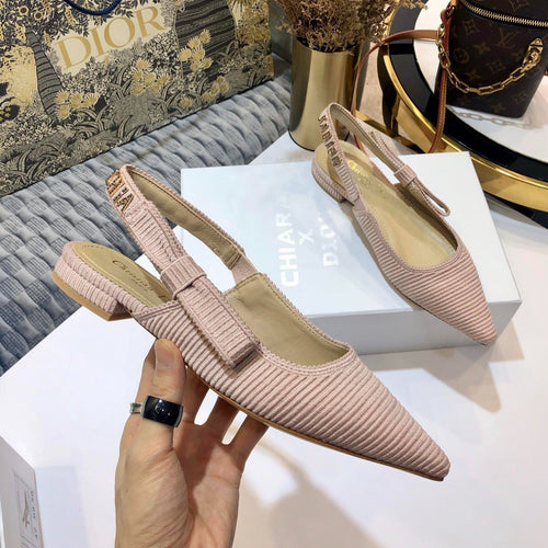 DIOR JA DIOR slingback flat all rose canelle embroidered cotton