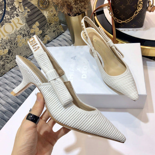 DIOR JA DIOR slingback pumps 65 all white embroidered cotton