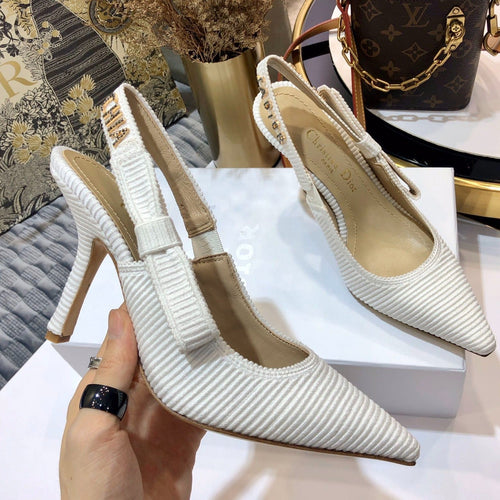DIOR JA DIOR slingback pumps 95 all white embroidered cotton