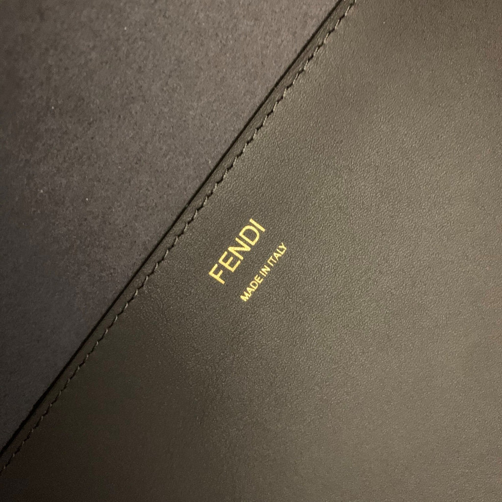 FENDI SHINE 40 TOTE BAG IN STONE GREEN EMBOSSED CALFSKIN