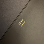 FENDI SHINE 40 TOTE BAG IN STONE GREEN EMBOSSED CALFSKIN
