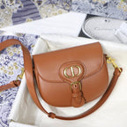 DIOR SMALL BOBBY 18 BAG IN CINNAMON BROWN GLOSSY CALFSKIN