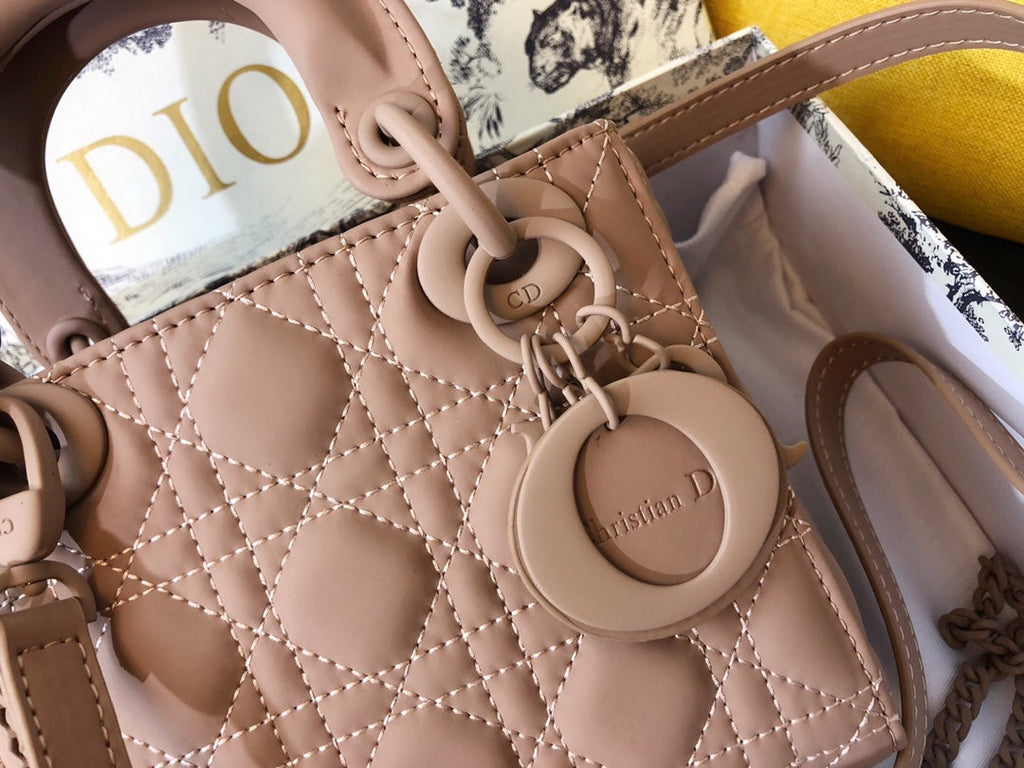 DIOR MINI LADY 17 BAG IN CAMEL BROWN CALFSKIN