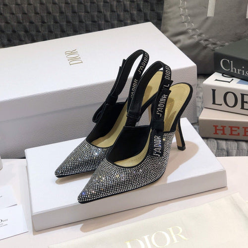 DIOR JA DIOR slingback pump 95 black full diamond crystal and seude