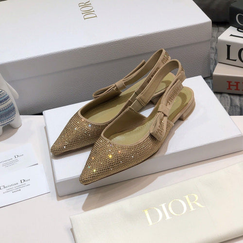 DIOR JA DIOR slingback flat beige full diamond crystal and seude