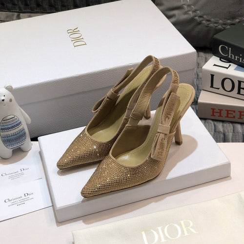 DIOR JA DIOR slingback pump 95 beige full diamond crystal and seude