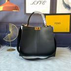 FENDI Peekaboo X-lite medium 30cm Bag black lambskin gold hardware