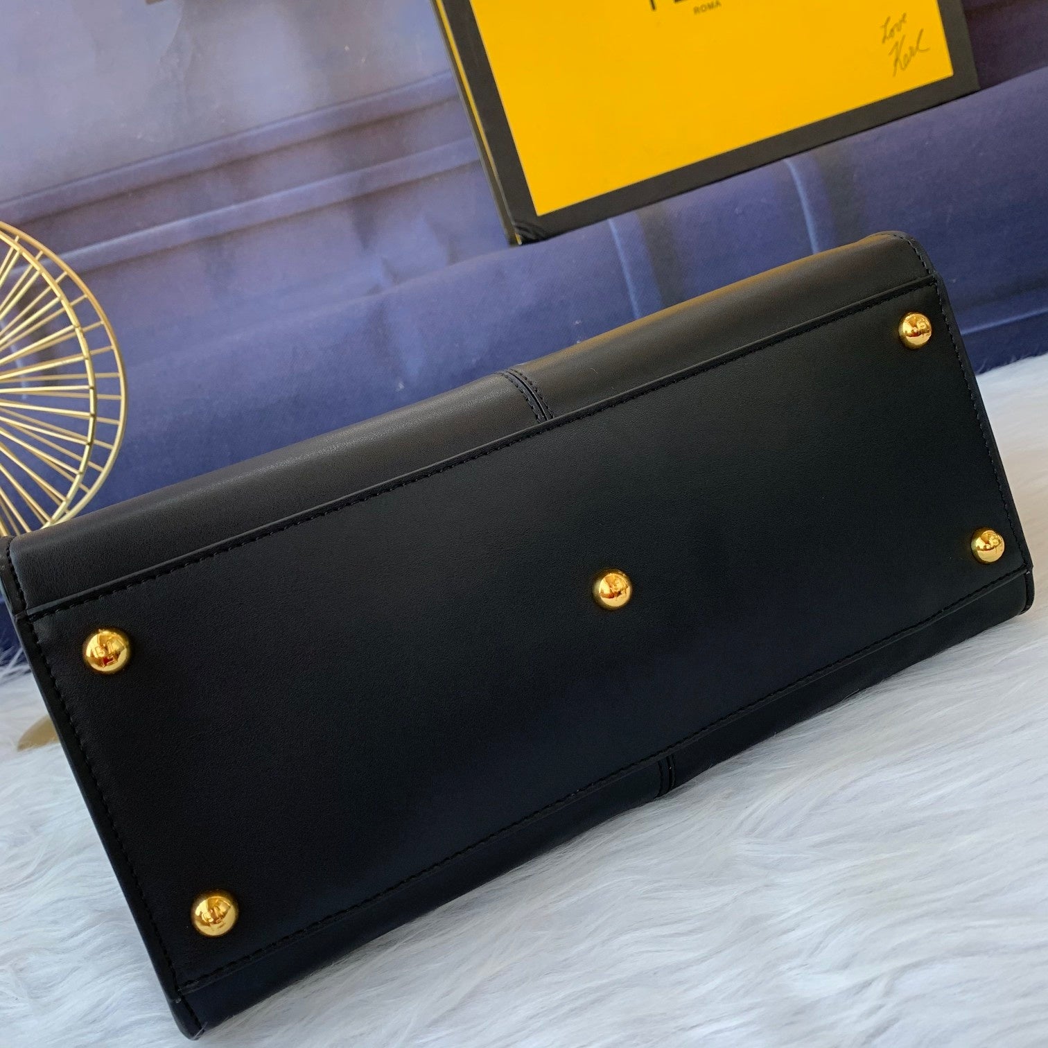 FENDI Peekaboo X-lite medium 30cm Bag black lambskin gold hardware