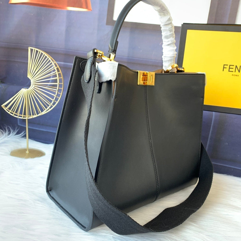 FENDI Peekaboo X-lite medium 30cm Bag black lambskin gold hardware