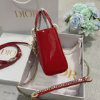 DIOR mini lady 17 red patent calfskin