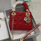 DIOR mini lady 17 red patent calfskin