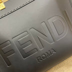 FENDI SHINE LARGE 35 TOTE IN BLACK CALFSKIN