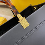 FENDI SHINE LARGE 35 TOTE IN BLACK CALFSKIN