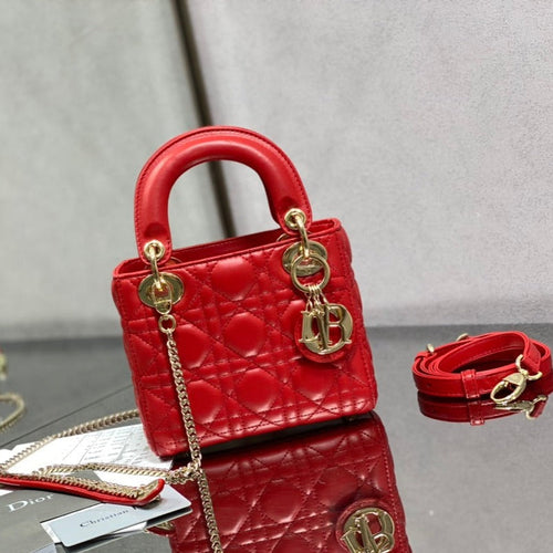 DIOR mini lady 17 red lambskin