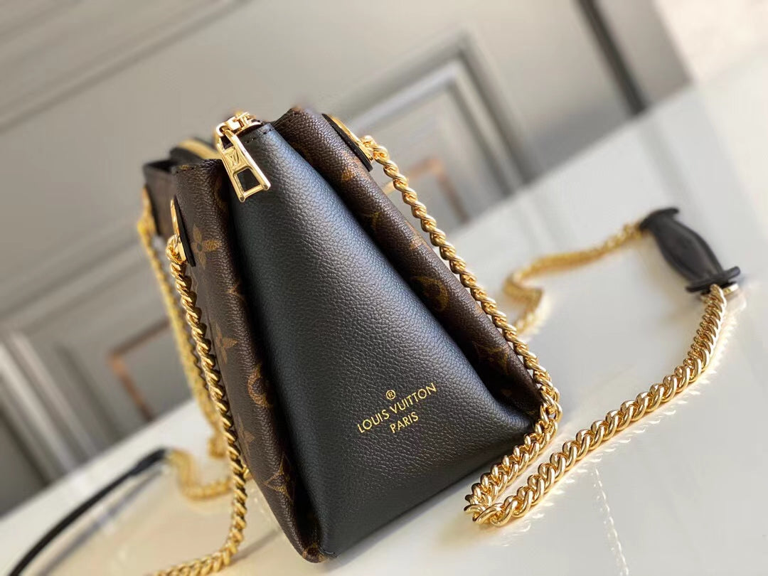 Louis Vuitton surene bb 24cm chain shoulder bag momogram canvas black calfskin