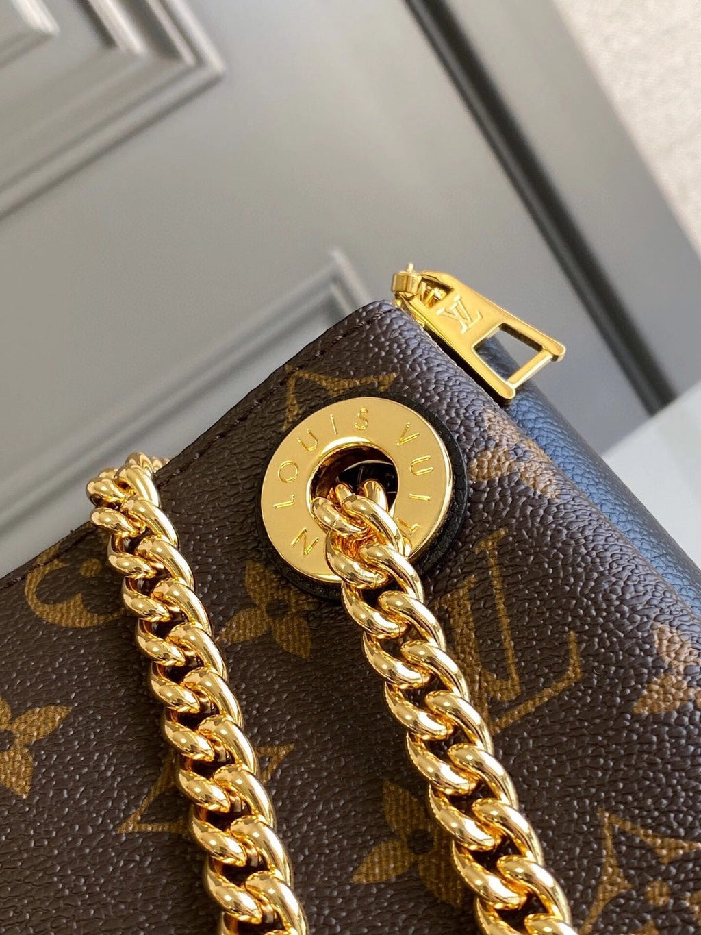 Louis Vuitton surene bb 24cm chain shoulder bag momogram canvas black calfskin