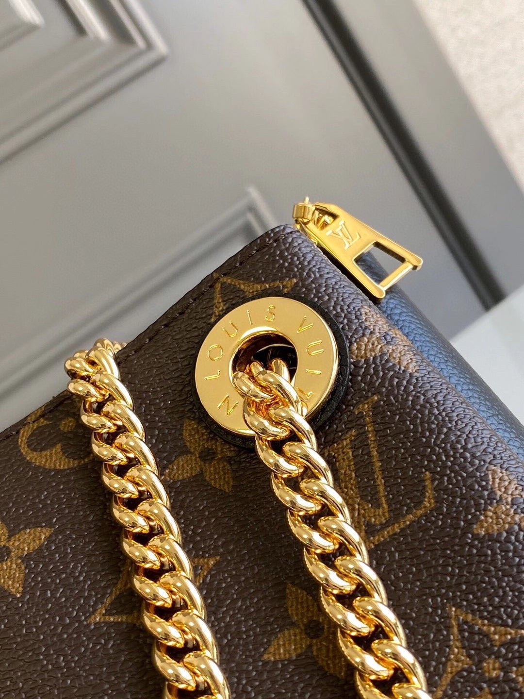 Louis Vuitton surene bb 24cm chain shoulder bag momogram canvas black calfskin