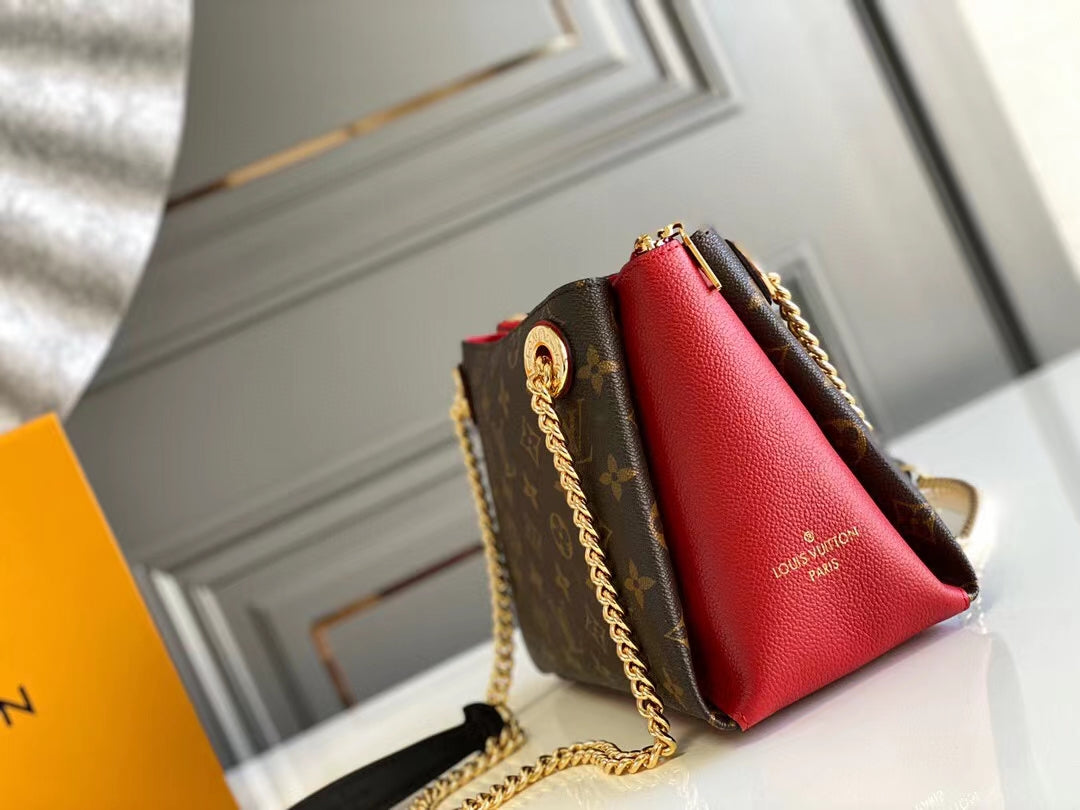 Louis Vuitton surene bb 24cm chain shoulder bag monogram canvas red calfskin