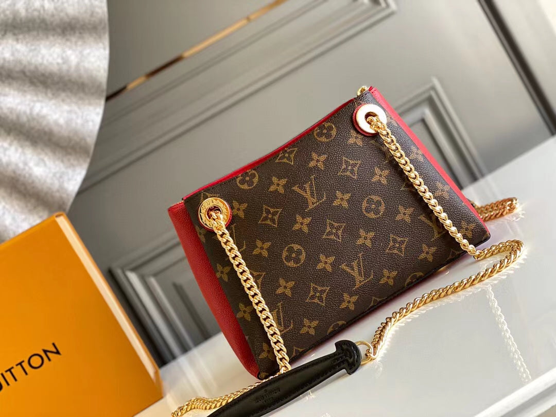 Louis Vuitton surene bb 24cm chain shoulder bag monogram canvas red calfskin