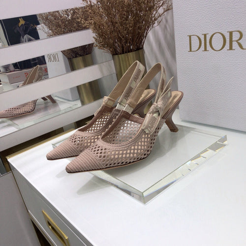 DIOR JA DIOR slingback pumps 65 transparent mesh rose canelle embroidered cotton