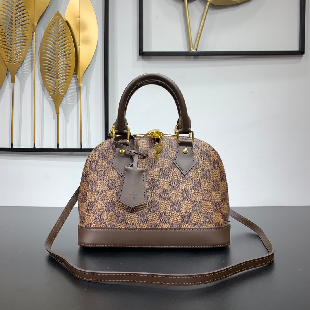 Louis Vuitton BRAIDED ALMA BB 23 IN BROWN DAMIER EBENE CANVAS GOLD BUCKLE