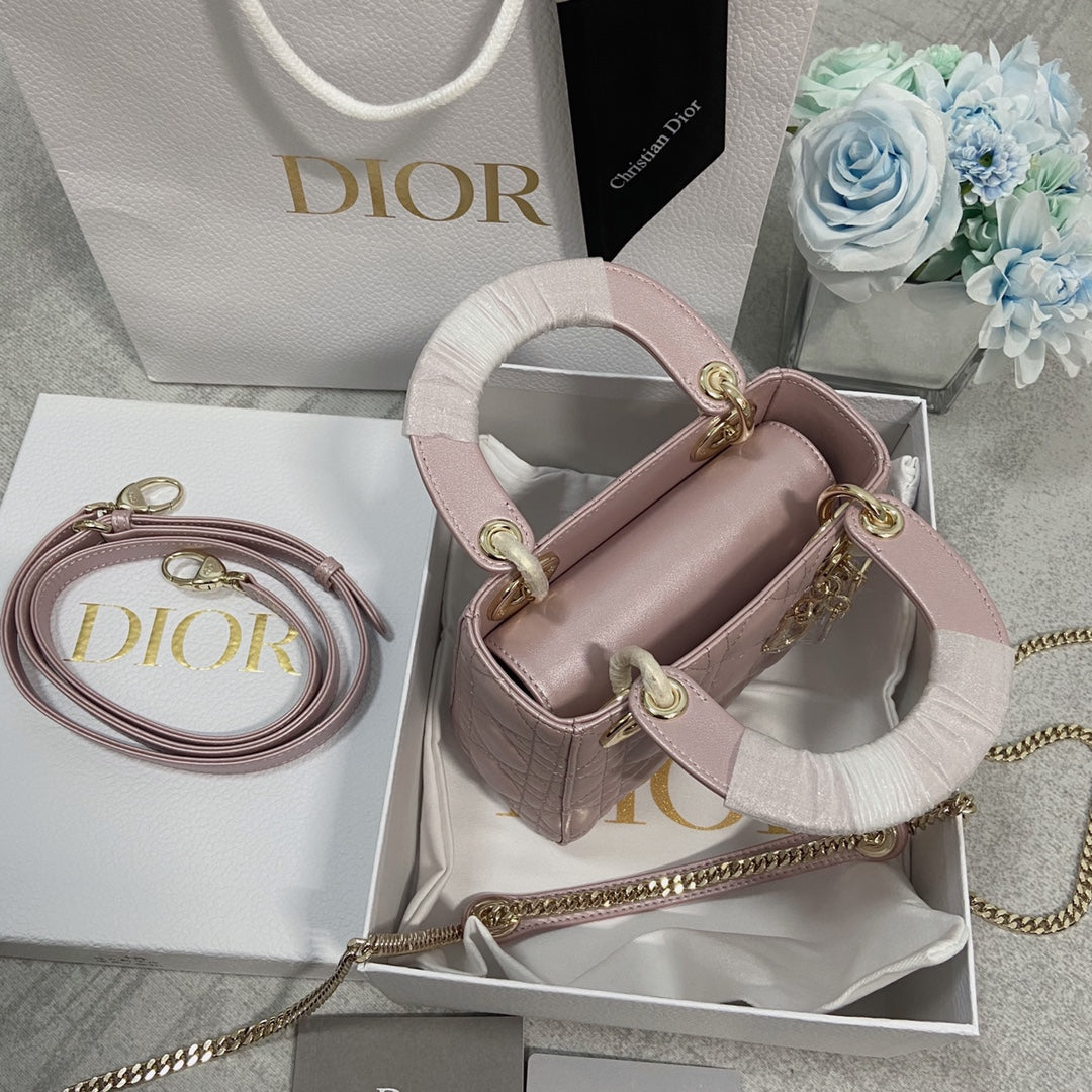 DIOR MINI LADY 17 MY ABC PINK LAMBSKIN