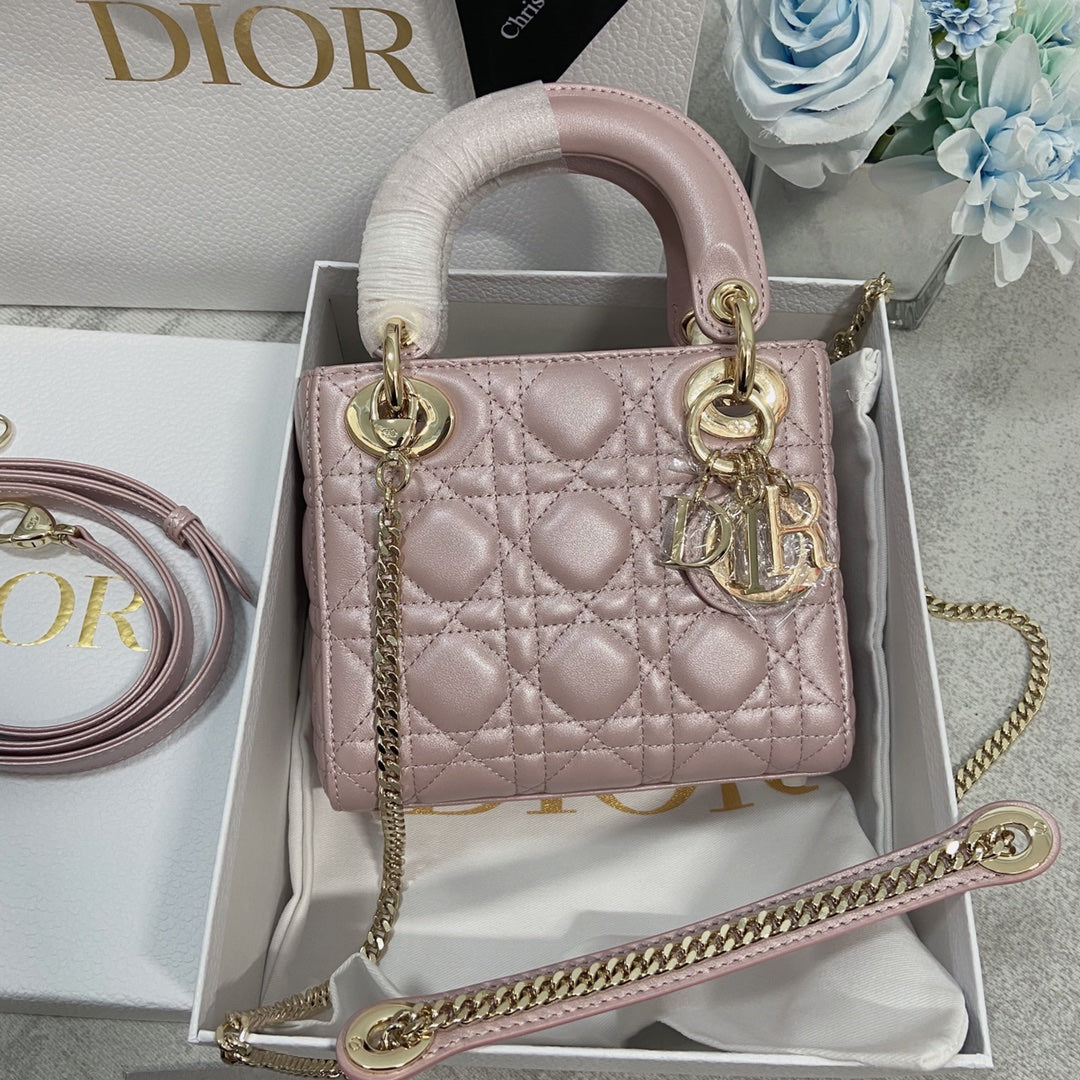 DIOR MINI LADY 17 MY ABC PINK LAMBSKIN