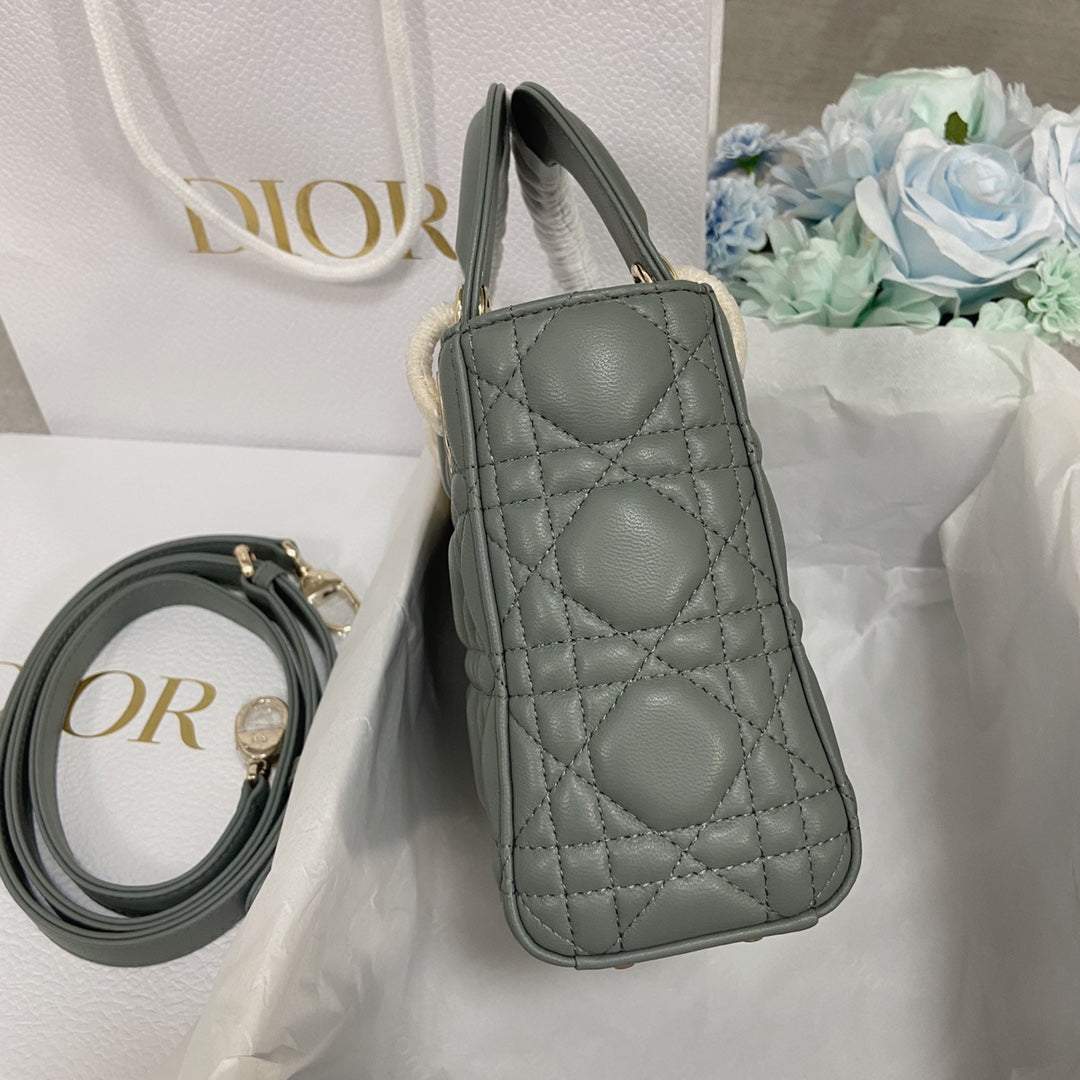 DIOR mini lady 17 rock gray lambskin