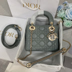 DIOR mini lady 17 rock gray lambskin